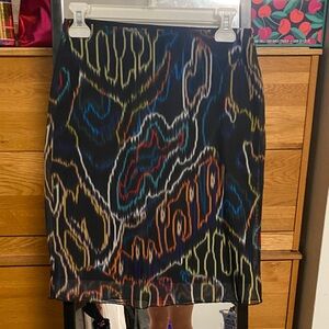 Mavi Black Multicolor Patterned Pencil Skirt